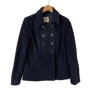 OLD NAVY Women's Fleece Double Breasted Coat Jacket Black Sz Small Classic Work